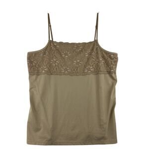 Boutique Essentials Spaghetti Strap Tank Top Beige Taupe Lace Women's XL Nylon